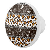 チータの皮パターンが付いているアフリカのプリント セラミックノブ (右)