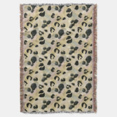 チータアニマルプリントブラック、金ゴールド スローブランケット (正面縦)