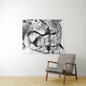 チータアニマルワイルド自然イラストレーションラインエピック タペストリー (インサイチュ(横))