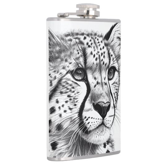チータアニマルワイルド自然イラストレーションラインエピック フラスク (右)