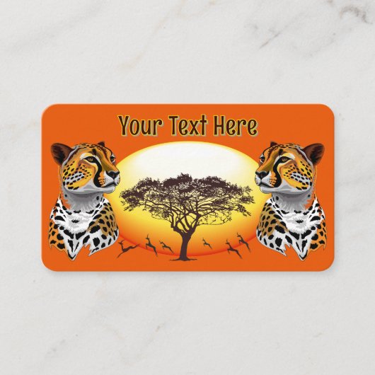 チータアフリカネコ野生動物スクエアビジネス 名刺 (正面)
