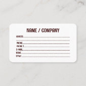 チータアフリカネコ野生動物スクエアビジネス 名刺 (裏面)