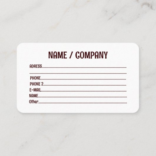 チータアフリカネコ野生動物スクエアビジネス 名刺 (裏面)