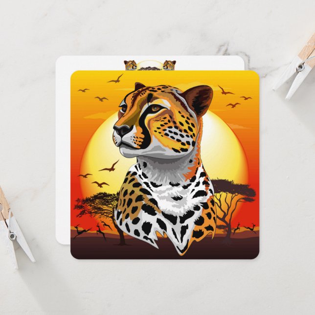 チータアフリカ猫の野生動物 (正面/裏面インサイチュ)