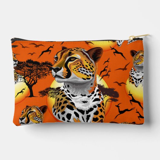 チータアフリカ猫の野生動物 アクセサリーポーチ (裏面)