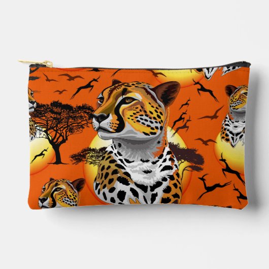 チータアフリカ猫の野生動物 アクセサリーポーチ (正面)