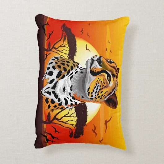 チータアフリカ猫の野生動物 アクセントクッション (裏面(縦))