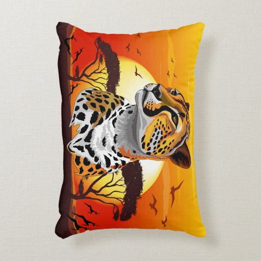 チータアフリカ猫の野生動物 アクセントクッション (正面(垂直))