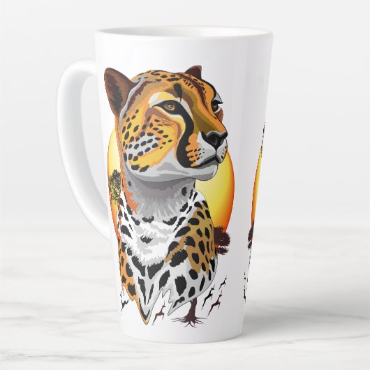 チータアフリカ猫の野生動物 カフェラテマグ (左アングル)