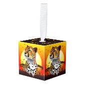 チータアフリカ猫の野生動物 キューブオーナメント (正面アングル)