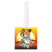 チータアフリカ猫の野生動物 キューブオーナメント (正面)