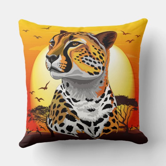 チータアフリカ猫の野生動物 クッション (裏面)