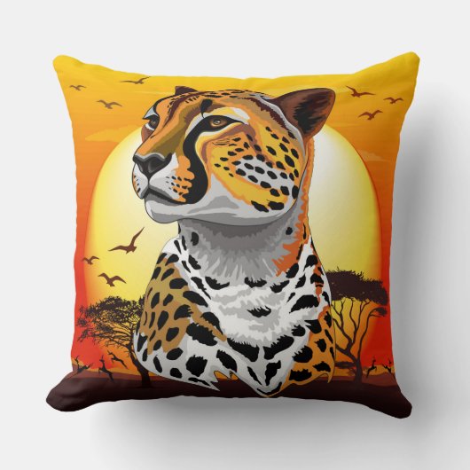 チータアフリカ猫の野生動物 クッション (正面)