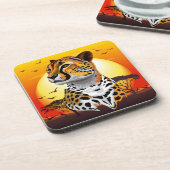 チータアフリカ猫の野生動物 コースター (左側)