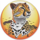 チータアフリカ猫の野生動物 シール (正面)