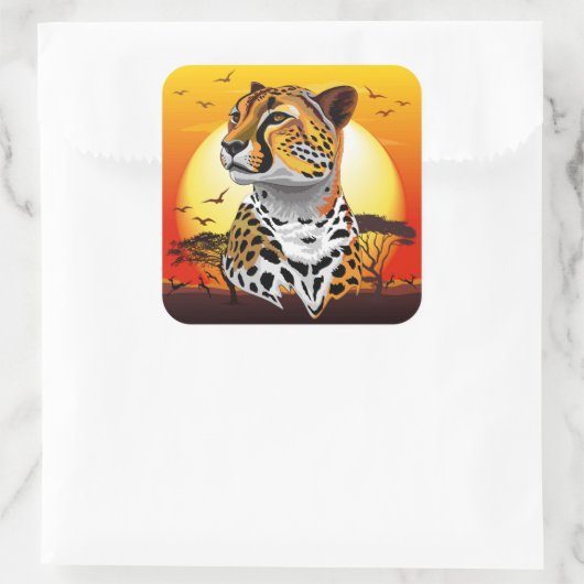 チータアフリカ猫の野生動物 スクエアシール (バッグ)