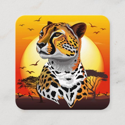 チータアフリカ猫の野生動物 スクエア名刺 (正面)