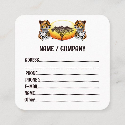 チータアフリカ猫の野生動物 スクエア名刺 (裏面)