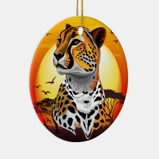 チータアフリカ猫の野生動物 セラミックオーナメント (右)