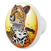 チータアフリカ猫の野生動物 セラミックノブ (右)