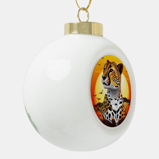 チータアフリカ猫の野生動物 セラミックボールオーナメント (左)