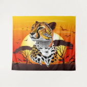 チータアフリカ猫の野生動物 タペストリー (正面(横))