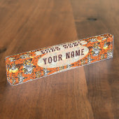 チータアフリカ猫の野生動物 デスクネームプレート (側面)