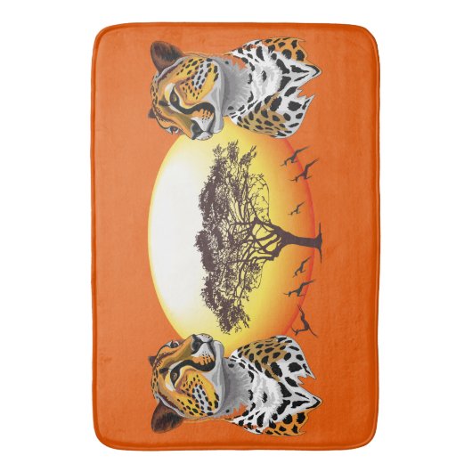 チータアフリカ猫の野生動物 バスマット (正面縦)