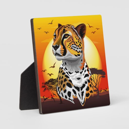 チータアフリカ猫の野生動物 フォトプラーク (正面)