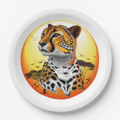 チータアフリカ猫の野生動物 ペーパープレート (正面)