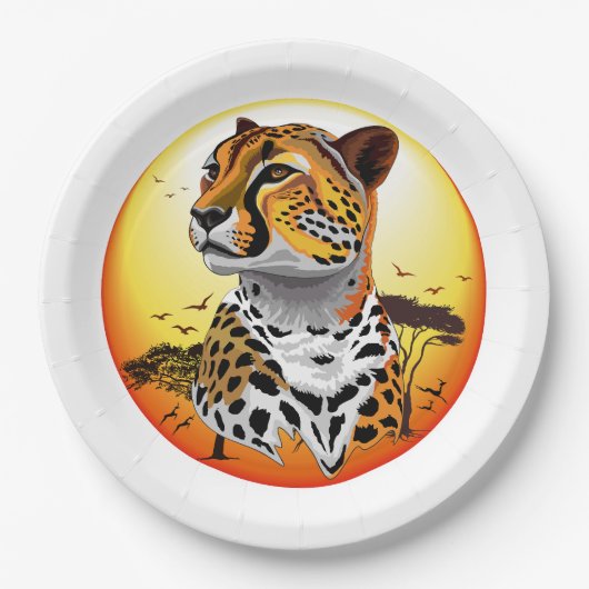 チータアフリカ猫の野生動物 ペーパープレート (正面)