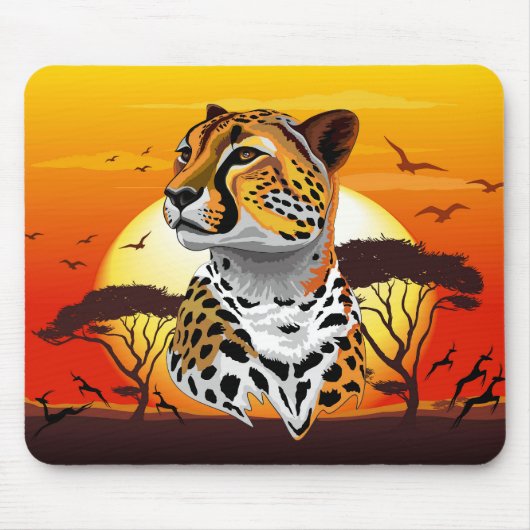 チータアフリカ猫の野生動物 マウスパッド (正面)