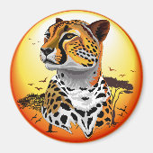 チータアフリカ猫の野生動物 マグネット (正面)