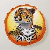 チータアフリカ猫の野生動物 ラウンドクッション (裏面)