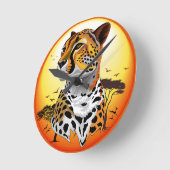 チータアフリカ猫の野生動物 ラウンド壁時計 (傾斜)