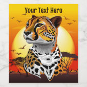チータアフリカ猫の野生動物 ワインラベル (シングルラベル)
