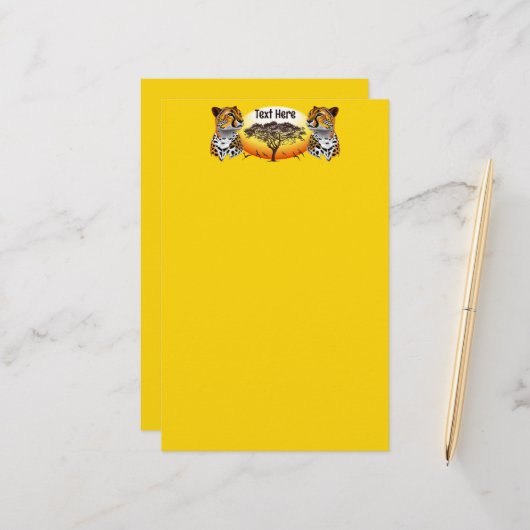 チータアフリカ猫の野生動物 便箋 (正面/裏面インサイチュ)