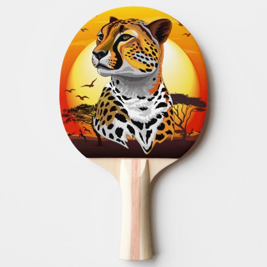 チータアフリカ猫の野生動物 卓球ラケット (正面)