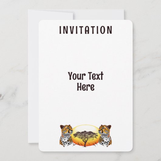 チータアフリカ猫の野生動物 招待状 (裏面)