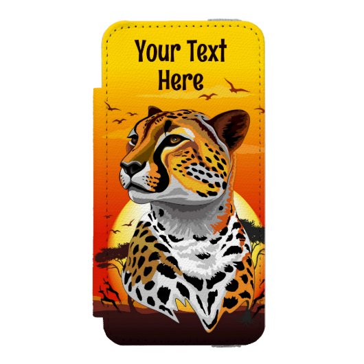 チータアフリカ猫の野生動物 INCIPIO iPhoneウォレットケース (フォリオ 正面)