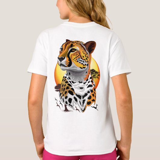 チータアフリカ猫の野生動物 Tシャツ (裏面)