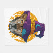 チータウィッチ面白いハロウィーンのコスチューム不気味な月 フリースブランケット (正面(横))