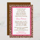 チータガールアニマルプリントベビーシャワー招待状 招待状 (正面/裏面)