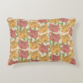 チータジャングルプラントグリーンコーラルグリーン アクセントクッション