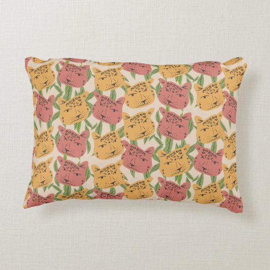 チータジャングルプラントグリーンコーラルグリーン アクセントクッション (裏面)