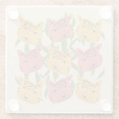 チータジャングルプラントグリーンコーラルグリーン ガラスコースター (裏面)