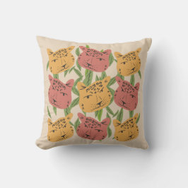 チータジャングルプラントグリーンコーラルグリーン クッション