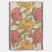 チータジャングルプラントグリーンコーラルグリーン スローブランケット (正面縦)