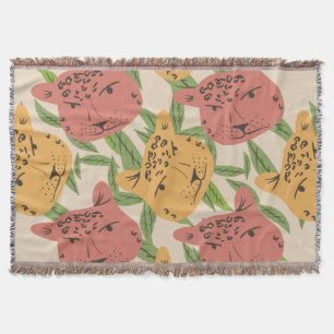 チータジャングルプラントグリーンコーラルグリーン スローブランケット