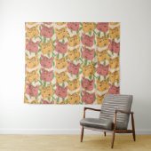 チータジャングルプラントグリーンコーラルグリーン タペストリー (インサイチュ(横))